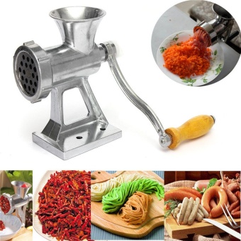 Heavy Duty Hand Operated Meat Grinder Beef Noodle Pasta Sausages Maker (Silver)