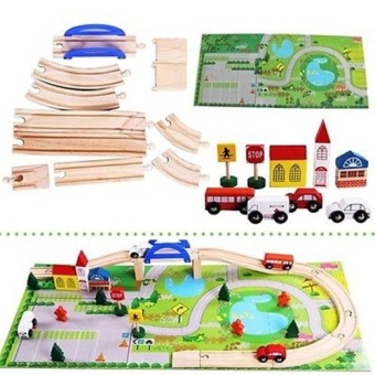 Todds & Kids Toys ของเล่นเสริมพัฒนาการ บล็อกไม้ชุดสร้างเมือง Rail Overpass เมืองจำลอง