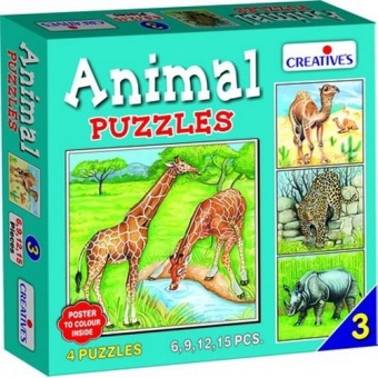Creative's ของเล่นเสริมทักษะ (Animal Puzzles) ชุด ชุดตัวต่อภาพสัตว์ 3 (6, 9, 12, 15 ชิ้น) 5 ปีขี้นไป