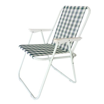 KK_Shop เตียงผ้าใบปิคนิคชายหาด รุ่น เก้าอี้ชายหาด03 ผ้าลายสก็อต ( สีขาว/เขียว )