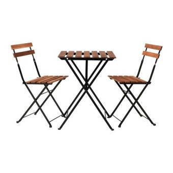 TARNOโต๊ะ+เก้าอี้2ตัว table+chair outdoor สนาม55*54 ซม. (น้ำตาล)