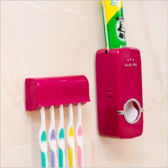Korea Automatic Toothpaste Squeezer with 5 toothbrush ที่ใส่แปรงสีฟัน บีบยาสีฟันอัตโนมัติ（red）