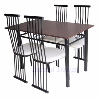 Intrend Design ชุดโต๊ะทานข้าว 4ที่นั่ง,ท้อปไม้เมลามีนยาว 1.20ม.(4ฟุต),เก้าอี้เหล็กรุ่น SINDY โครงเหล็กสีดำ,เบาะฟองน้ำหุ้มหนังเทียมpvcอย่างดี