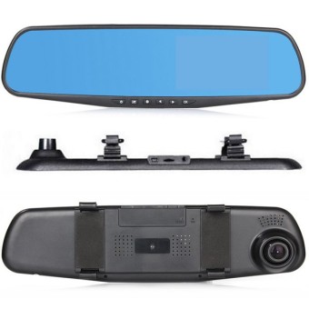 กล้องติดรถยนต์ รูปทรงกระจกมองหลัง Car Camera Video Recorder RearView Mirror Camcorder DVR (Black)