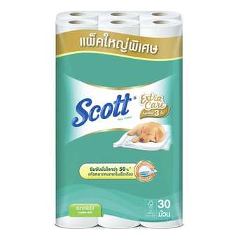 Scott Extra Care Jumbo Roll สก็อตต์เอ็กซ์ตร้าแคร์ กระดาษชำระหนา3ชั้น (30 ม้วน)