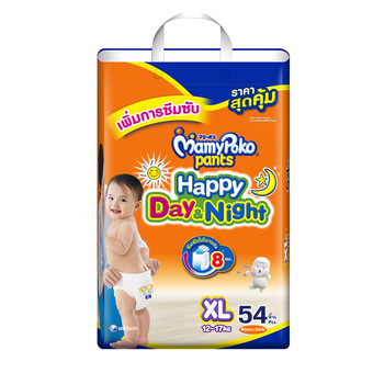 ขายยกลัง Mamy Poko กางเกงผ้าอ้อม Happy Day &amp; Night ไซส์ XL 54 ชิ้น 3 แพ็ค (ทั้งหมด 162 ชิ้น)