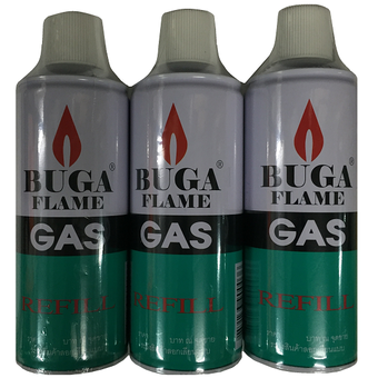 BUGA GAS REFILL แก๊สกระป๋อง 132ml (แพ็ค 3 กระป๋อง)