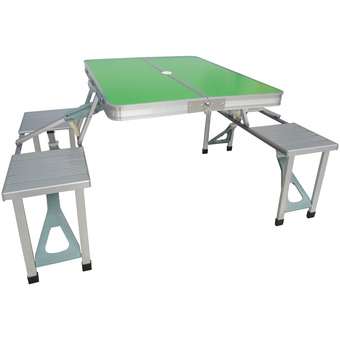 Imusic extra โต๊ะเก้าอี้ ปิคนิค อลูมิเนียม พับเก็บได้ รุ่น P0001 (สีเขียว)