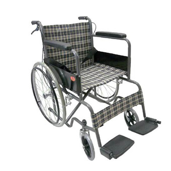 KT รถเข็นผู้ป่วยคนชรา Wheelchair คนแก่ วีลแชร์ พับได้ KT907EB (ลายสก๊อตน้ำเงินเหลือง)