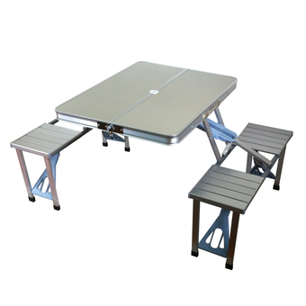 NEW IDEA โต๊ะกระเป๋าพร้อมเก้าอี้พับเก็บ วัสดุ Aluminium รุ่น TableSet ALU (สีเงิน)