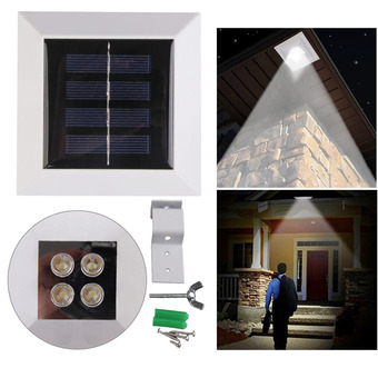 Solar Power Fence Gutter 4 LED Light Outdoor Garden Wall Pathway Lamp White