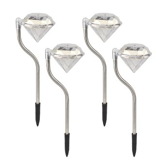 Stainless Steel Solar Power Diamond Lights Set of 4