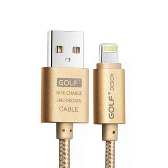 Golf สายชาร์จ Lightning แบบถัก Metal Quick Charge + Data Cable สำหรับ Iphone&amp;Ipad (สีทอง)