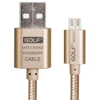 Golf Metal Quick Charge+Data Cable สายชาร์จ Micro USB สำหรับ Samsung / Android (สายถัก) - สีทอง