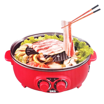 SKG หม้อบาร์บีคิว สุกี้ 2ลิตร 1100 w รุ่น SK-BBQ1 (สีแดง)