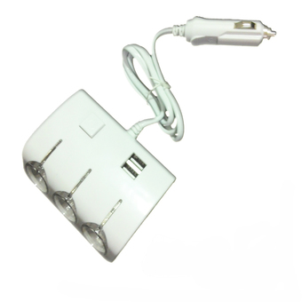 Olesson อุปกรณ์เพิ่มช่องจุดบุหรี่ 3 ช่องและช่อง 2 x USB( 1.2 mAh) - white