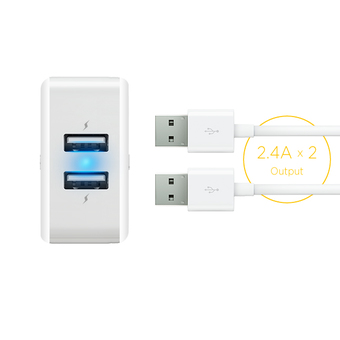 Innergie Dual USB Wall Adapter 24 Watts 4.8 Amp (PowerJoy Pro 24) - สีขาว/เทา