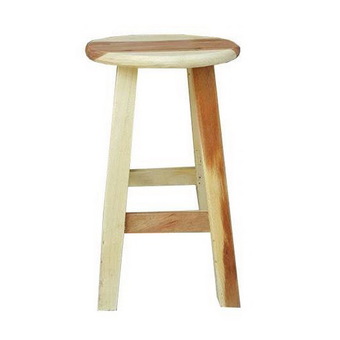 KK Shop เก้าอี้สตูล DIY Size M สูง47ซม. เบาะกลม - ไม้เปลือยสีธรรมชาติ