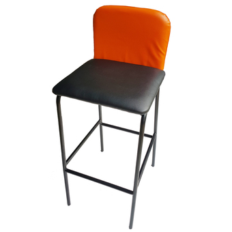 Inter Steel เก้าอี้บาร์สูง มีพนักพิง รุ่น CB-LH (โครงขาสีดำ/เบาะสีส้ม/ดำ)