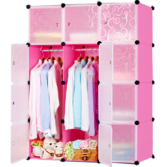 shop108 DIY Storage Cabinets ตู้เสื้อผ้าแฟชั่นสุดหรูอเนกประสงค์ (Pink Style)