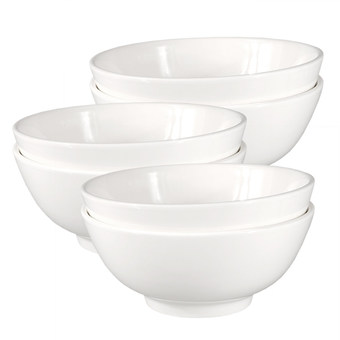 STOKE PORCELAIN ถ้วยเซรามิก 8 นิ้ว 6 ใบ/ชุด (ขาวล้วน)