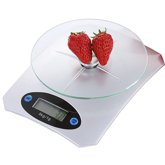 BEST Tempered glass electronic Kitchen Scale Max 5KG ตาชั่งตวงอาหาร Digital เครื่องชั่งน้ำหนักอาหา ขนาดพกพา (White)