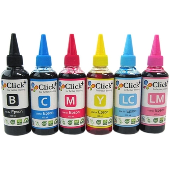 Click+น้ำหมึกเติม Inkjet EPSON 100ml /ขวด ( 1 Set - 6 สี )