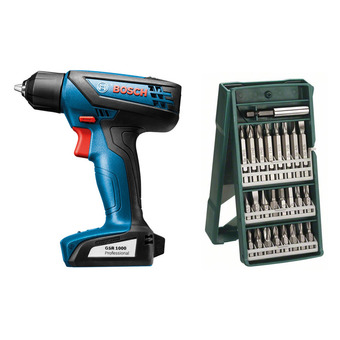 Bosch สว่านไขควงไร้สาย 10.8 โวลต์ รุ่น GSR 1000 พร้อมชุดดอกไขควง 25 ชิ้น