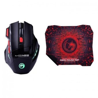 Marvo เมาส์เกมส์มิ่ง รุ่น M915/M315 + แผ่นรองเม้าส์ (สีดำ)