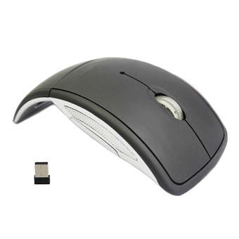 Foldable Wireless Arc Optical Mouse with Mini USB Receiver for Computer Black (Buy 1 Get 1 Blue)- Intl