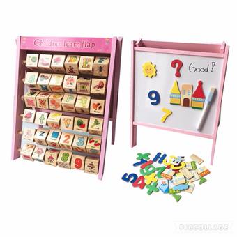 PWY ของเล่นไม้กระดานขาชมพู 3 in 1 Children Learn Flap