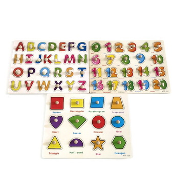 Mistertoyman เซ็ตจิ๊กซอว์หมุดไม้ชุดABC/ชุดตัวเลข/ชุดสีและรูปทรง (3แผ่น)