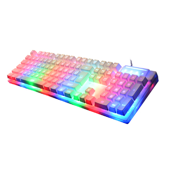 104-Keys Suspension Style Key Caps 7 Rainbow Color Backlight LED Illuminated USB Wired Mechanical Gaming Keyboard - Intl