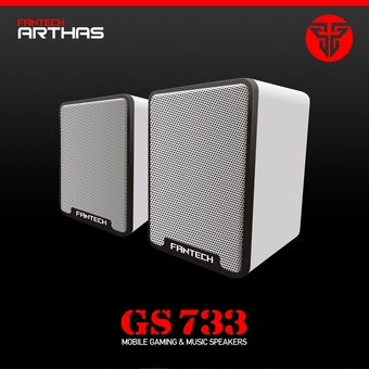 FANTECH ลำโพงเกมมิ่ง สเตริโอ2.1 360Surround Bass Membrane พร้อมสายปรับระดับเสียง - รุ่น GS733 (ขาว)
