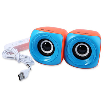 EZEEY T11 Portable USB2.0 3.5mm Mini Multimedia Speaker ลำโพงสำหรับ คอมพิวเตอร์, โน๊ตบุ๊ค, แท็บเล็ต, โทรศัพท์มือถือ (สีส้ม/ฟ้า)