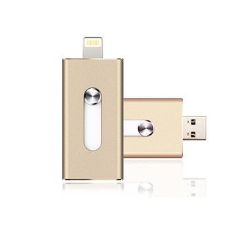Metal 128GB i-Flash Drive Lightning OTG USB Flash Drive for iPhone 5/5s/5c/6/6 Plus/iPad/Macbook (Gold) (Intl)