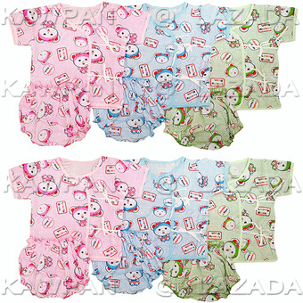 k.baby ชุดเด็กอ่อนเด็กเเรกเกิด แบบผูกหน้า ลายแลคคูน แพ็ค 6 ชุด คละสี