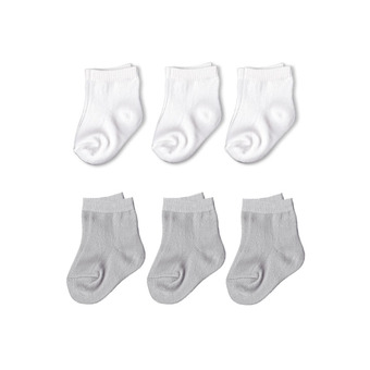 Dsox ถุงเท้าเด็กแรกเกิด 0-6 เดือน แพ็ค 6 คู่ ( สีขาว/เทา )