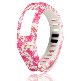 Replacement Silicone Wrist Band Strap w/ Clasp FOR Garmin Vivofit 2 Bracelet Pink Flower L - INTL