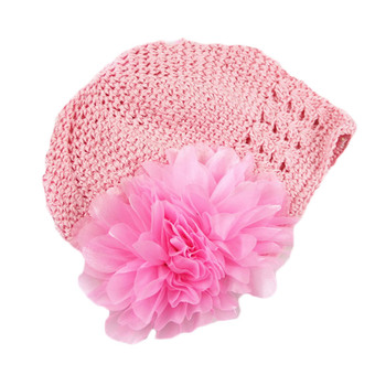 Fancyqube Baby Girl Toddlers Handmade Cap Flower Crochet Knitted Hat Pink