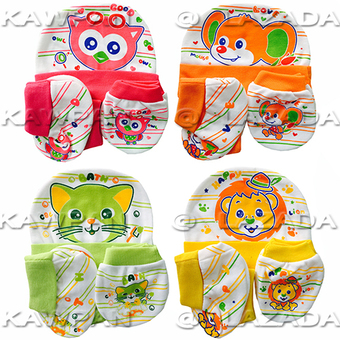 k.baby ชุดหมวก + ถุงมือถุงเท้า ลายการ์ตูน แพ๊ค 4 สี