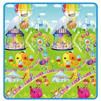 Punpuntoys เสื่อรองคลาน 2 หน้า ลายสวนสนุก+ABC ขนาด 200x180 ซม.หนา 1 ซม.