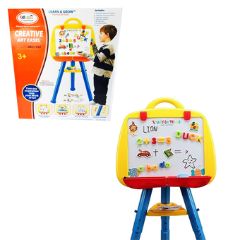 Buzyplay First Classroom กระดานกิจกรรมพร้อมตัวอักษรแม่เหล็ก ปรับความสูงได้ 3 ระดับ (สีเหลือง)