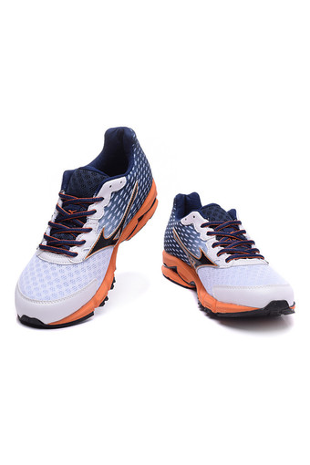 MIZUNO Wave Rider 18 Breathable Running Shoes White Blue (Intl)