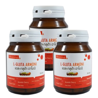 Shining L-Gluta Armoni แอล-กลูต้า อาโมนิ อาหารเสริมเร่งผิวขาว บรรจุ 30 เม็ด 3 ขวด