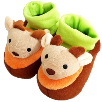 รองเท้าหัดเดิน ถุงเท้าเท้าเด็กหัวการ์ตูน ลายกวาง New Born Infant Baby shoe (สีชมพู)