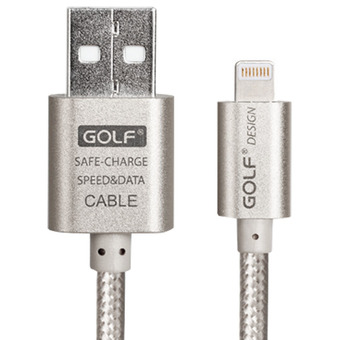 Golf Metal Quick Charge &amp; Data Cable สายชาร์จ Lightning สำหรับ iPhone 5 / 5C / 5S / 6 / 6 Plus / iPad สายถัก (สีเงิน)