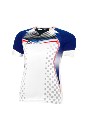 WARRIX SPORT เสื้อฟุตบอลพิมพ์ลาย WA-1518 (ขาว-น้ำเงิน)