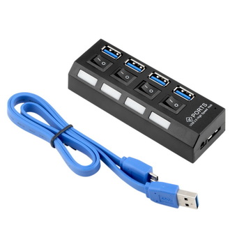 OEM USB 3.0 Hub 4 Ports Speed 5Gbps For PC laptop with on/off switch Black (Intl)