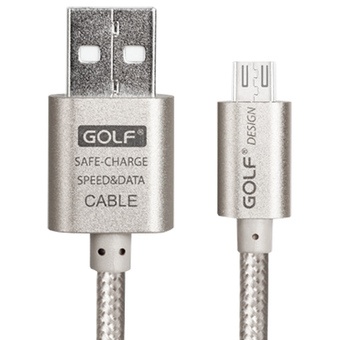 Golf Metal Quick Charge &amp; Data Cable สายชาร์จ Micro USB สำหรับ Samsung / Android สายถัก (สีเงิน)